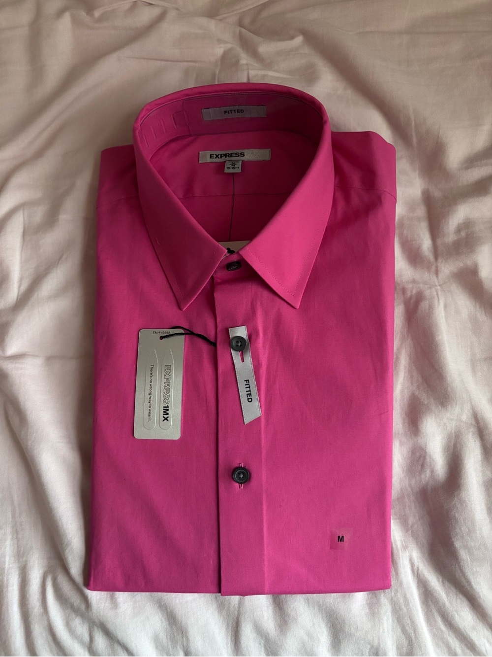 Express Men's Fitted Dress Shirt - Hot Pink